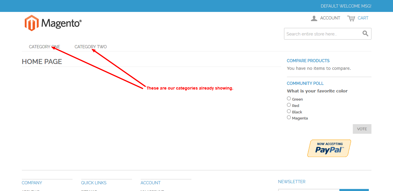How To Display A Page In The Categories Default Menu Magento ??